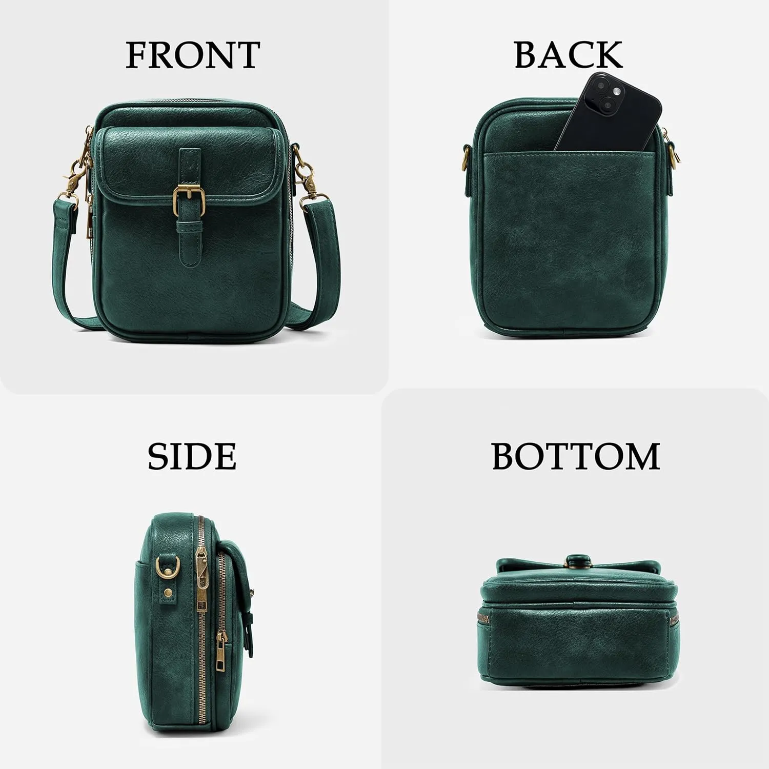 Small Messenger Bag Vegan Leather Crossbody Bag for Women Men, Vintage Cross Body Shoulder Purse with Card Slots
