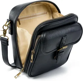 Small Messenger Bag Vegan Leather Crossbody Bag for Women Men, Vintage Cross Body Shoulder Purse with Card Slots