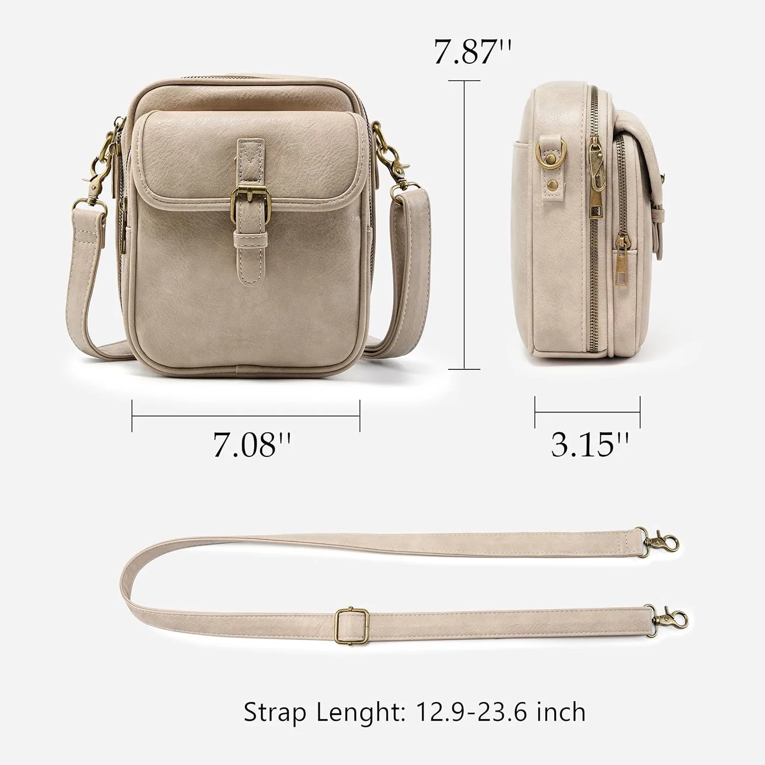 Small Messenger Bag Vegan Leather Crossbody Bag for Women Men, Vintage Cross Body Shoulder Purse with Card Slots