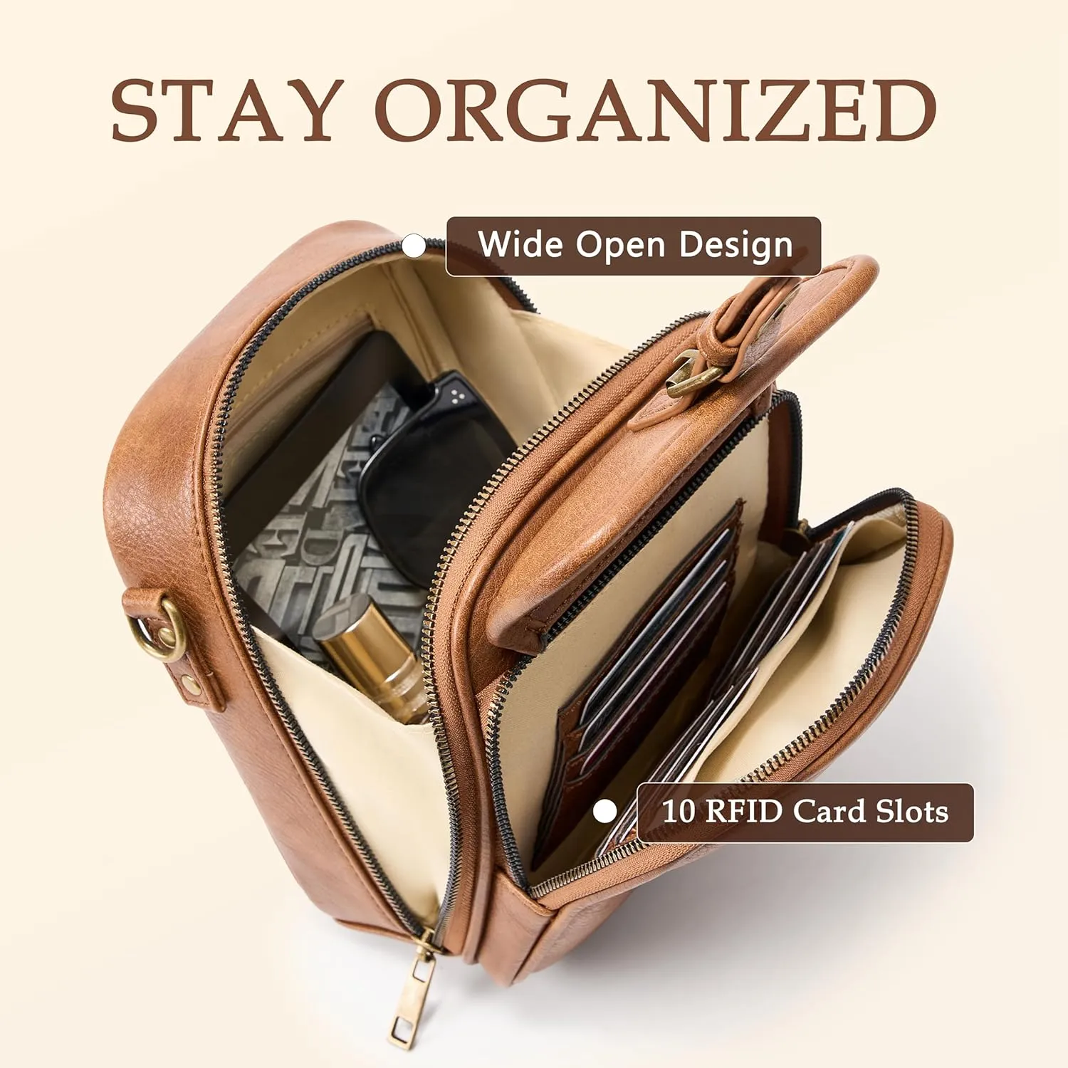 Small Messenger Bag Vegan Leather Crossbody Bag for Women Men, Vintage Cross Body Shoulder Purse with Card Slots
