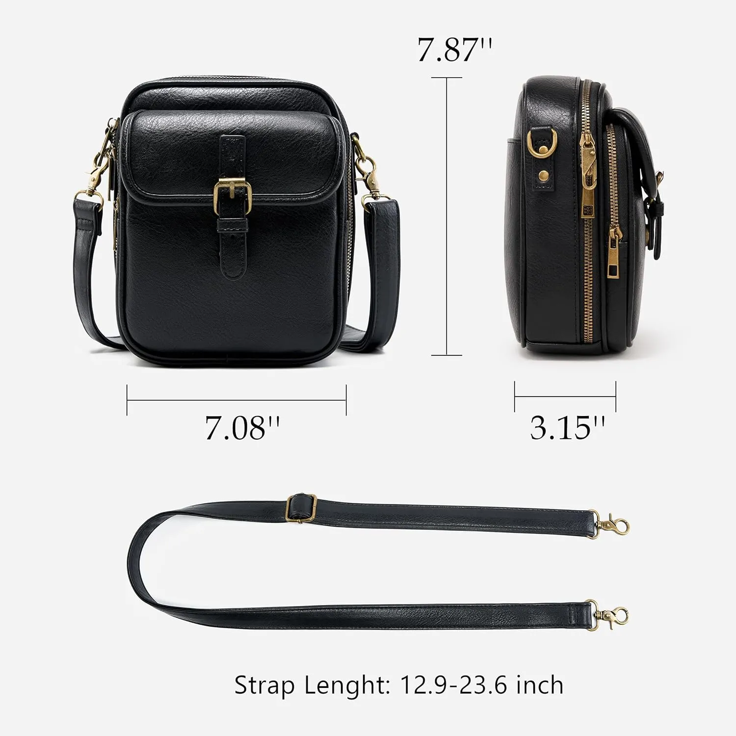 Small Messenger Bag Vegan Leather Crossbody Bag for Women Men, Vintage Cross Body Shoulder Purse with Card Slots