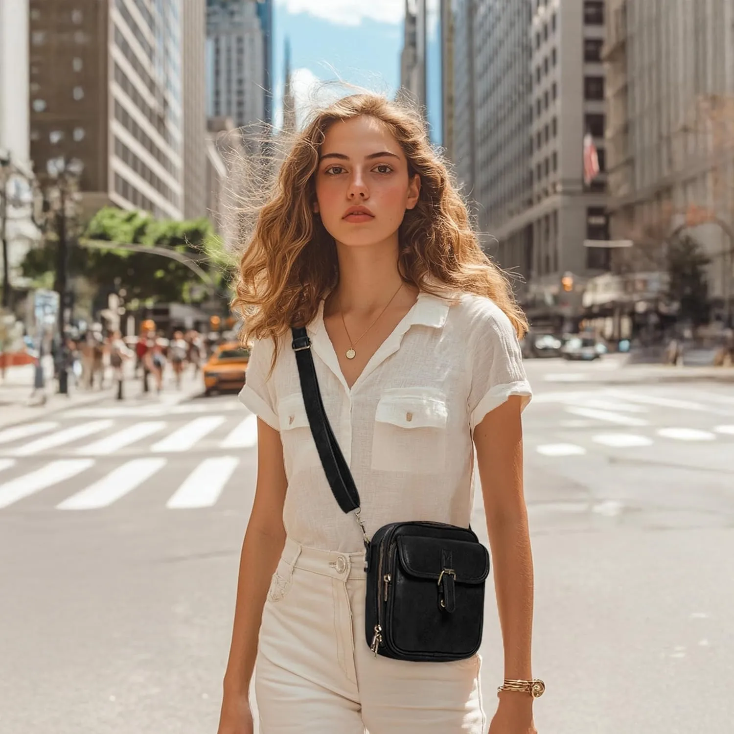 Small Messenger Bag Vegan Leather Crossbody Bag for Women Men, Vintage Cross Body Shoulder Purse with Card Slots