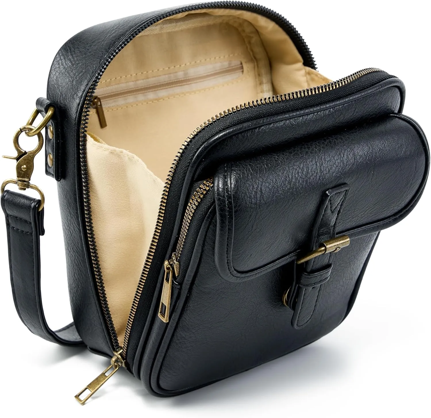 Small Messenger Bag Vegan Leather Crossbody Bag for Women Men, Vintage Cross Body Shoulder Purse with Card Slots