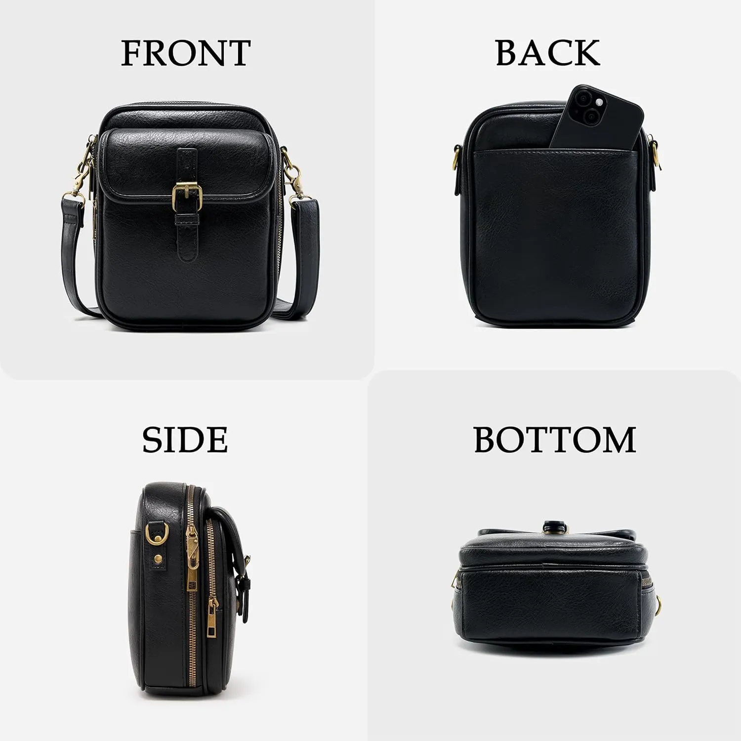 Small Messenger Bag Vegan Leather Crossbody Bag for Women Men, Vintage Cross Body Shoulder Purse with Card Slots