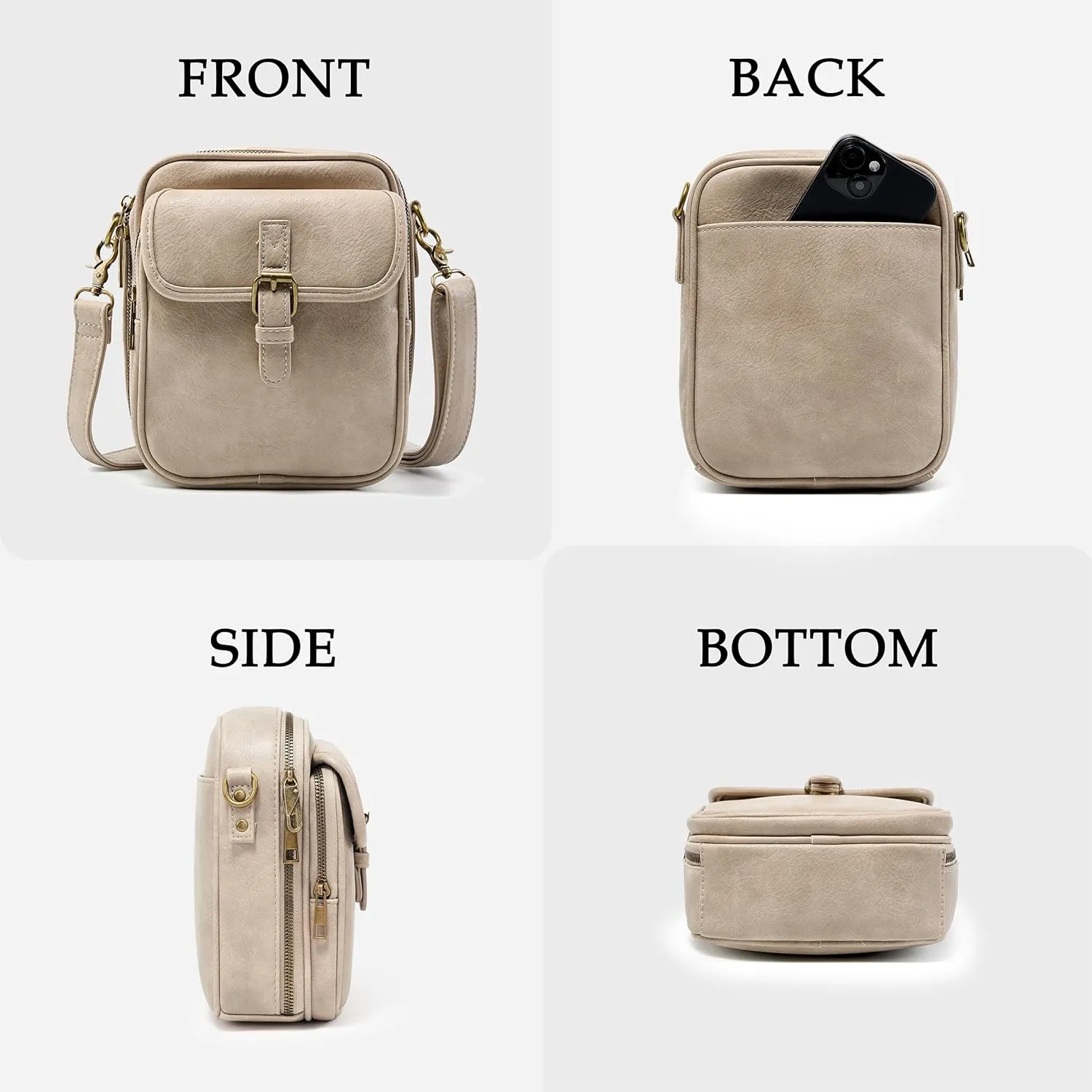 Small Messenger Bag Vegan Leather Crossbody Bag for Women Men, Vintage Cross Body Shoulder Purse with Card Slots