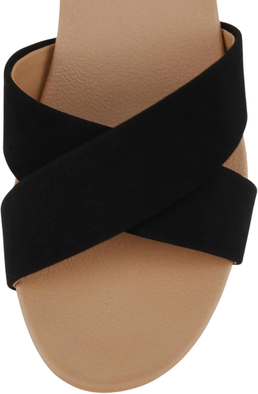 Soda Donnie ~ Women Open Round Toe Crisscross Band Low Heel Espadrille Wedge Sandal with Adjustable Ankle Strap