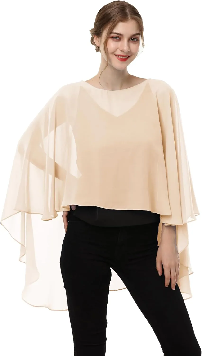 Soft Chiffon Capelet Plus capes Poncho Casual Capelets For Womens Cover Up