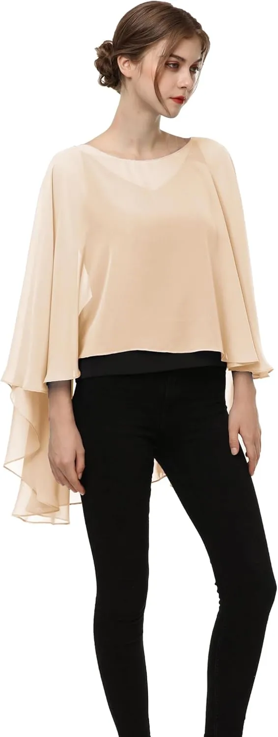 Soft Chiffon Capelet Plus capes Poncho Casual Capelets For Womens Cover Up