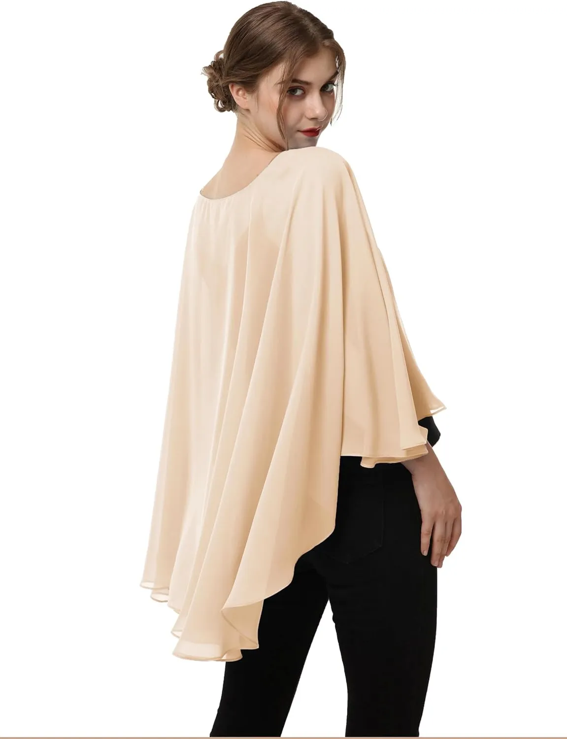 Soft Chiffon Capelet Plus capes Poncho Casual Capelets For Womens Cover Up