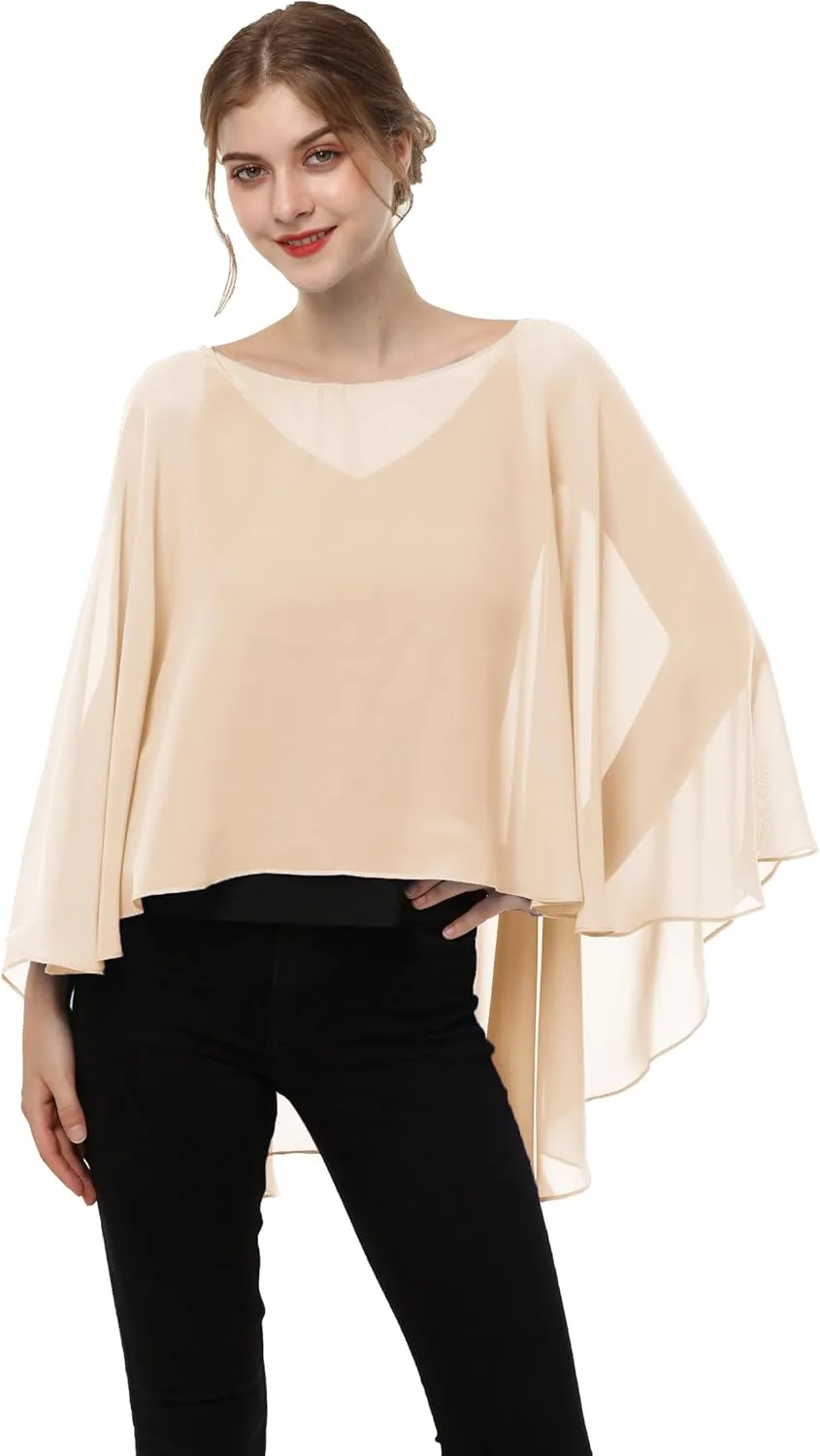 Soft Chiffon Capelet Plus capes Poncho Casual Capelets For Womens Cover Up