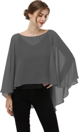 Soft Chiffon Capelet Plus capes Poncho Casual Capelets For Womens Cover Up