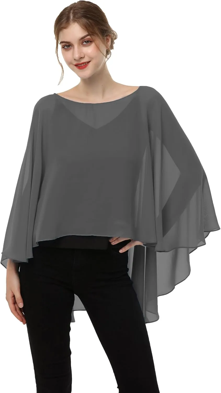 Soft Chiffon Capelet Plus capes Poncho Casual Capelets For Womens Cover Up