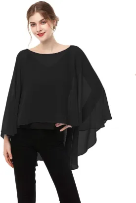 Soft Chiffon Capelet Plus capes Poncho Casual Capelets For Womens Cover Up
