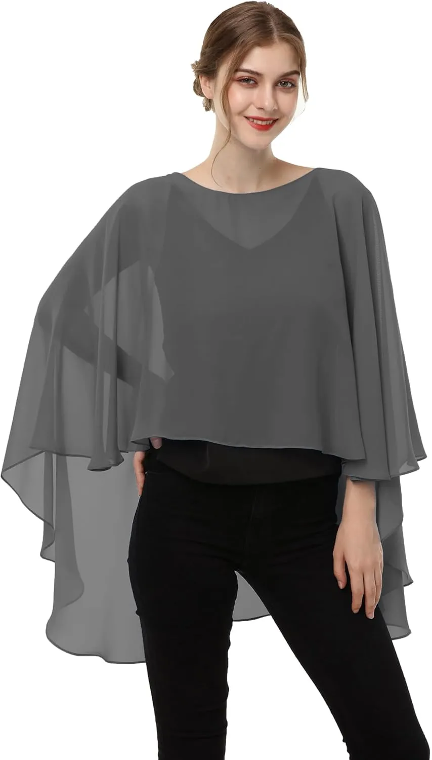 Soft Chiffon Capelet Plus capes Poncho Casual Capelets For Womens Cover Up