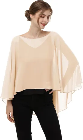 Soft Chiffon Capelet Plus capes Poncho Casual Capelets For Womens Cover Up