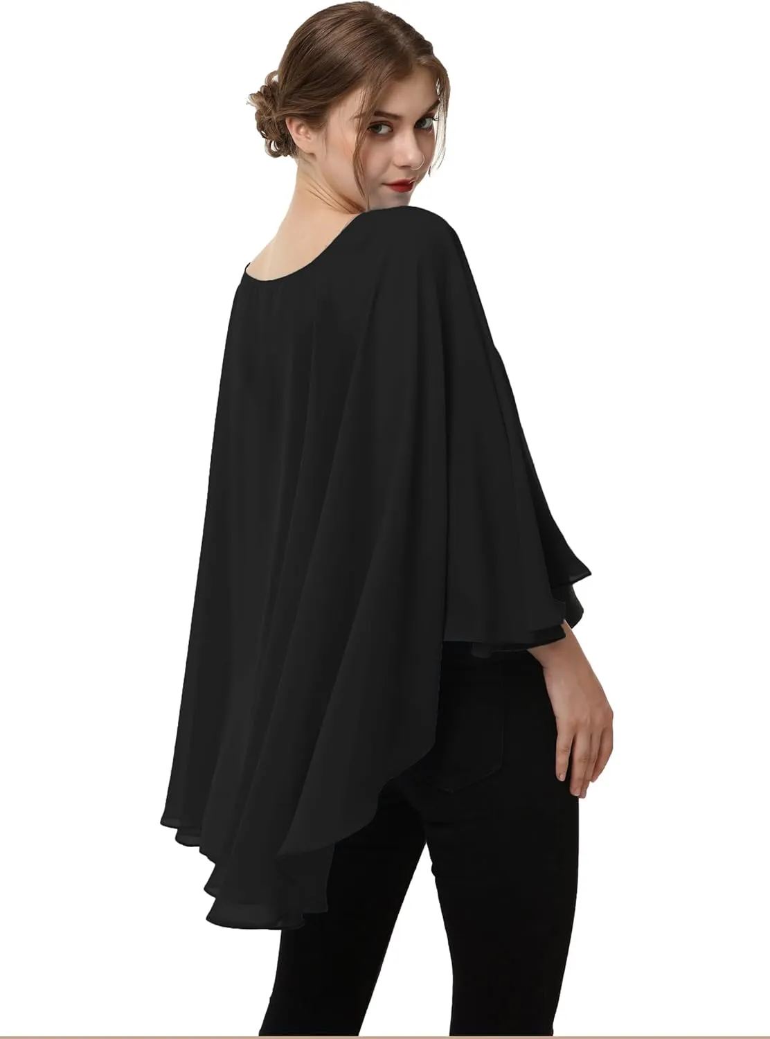 Soft Chiffon Capelet Plus capes Poncho Casual Capelets For Womens Cover Up