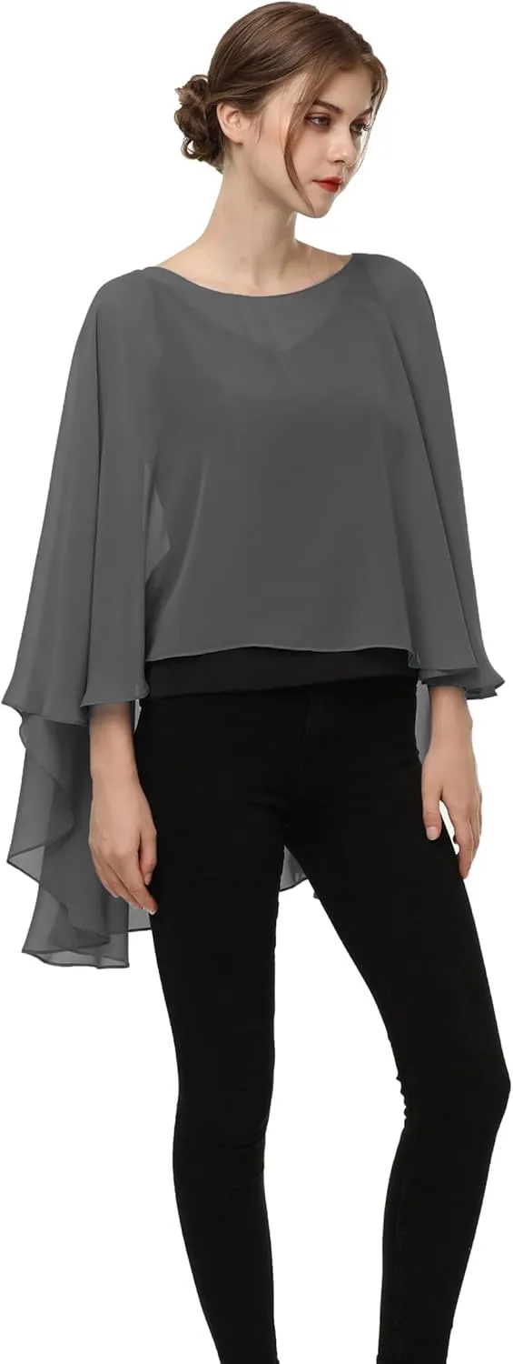 Soft Chiffon Capelet Plus capes Poncho Casual Capelets For Womens Cover Up
