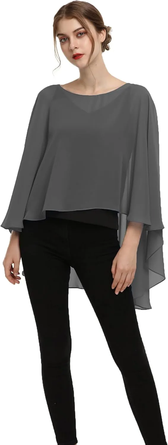 Soft Chiffon Capelet Plus capes Poncho Casual Capelets For Womens Cover Up