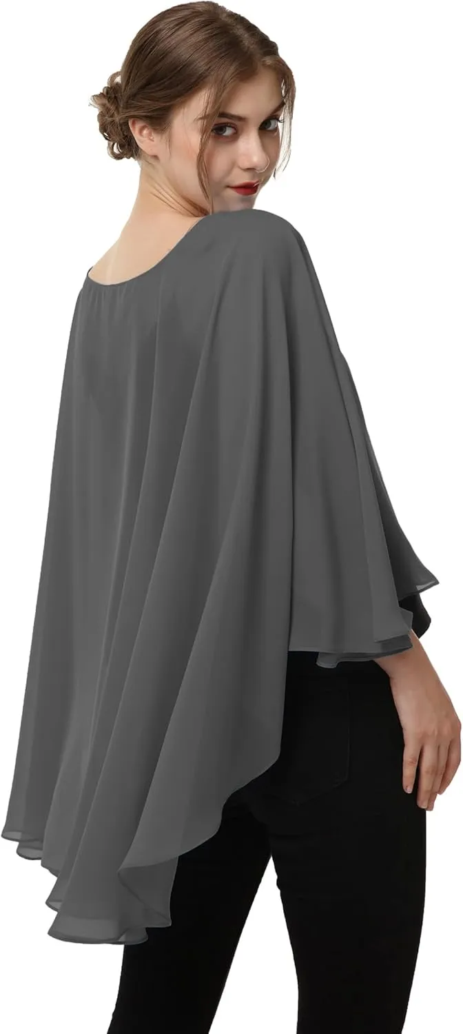 Soft Chiffon Capelet Plus capes Poncho Casual Capelets For Womens Cover Up