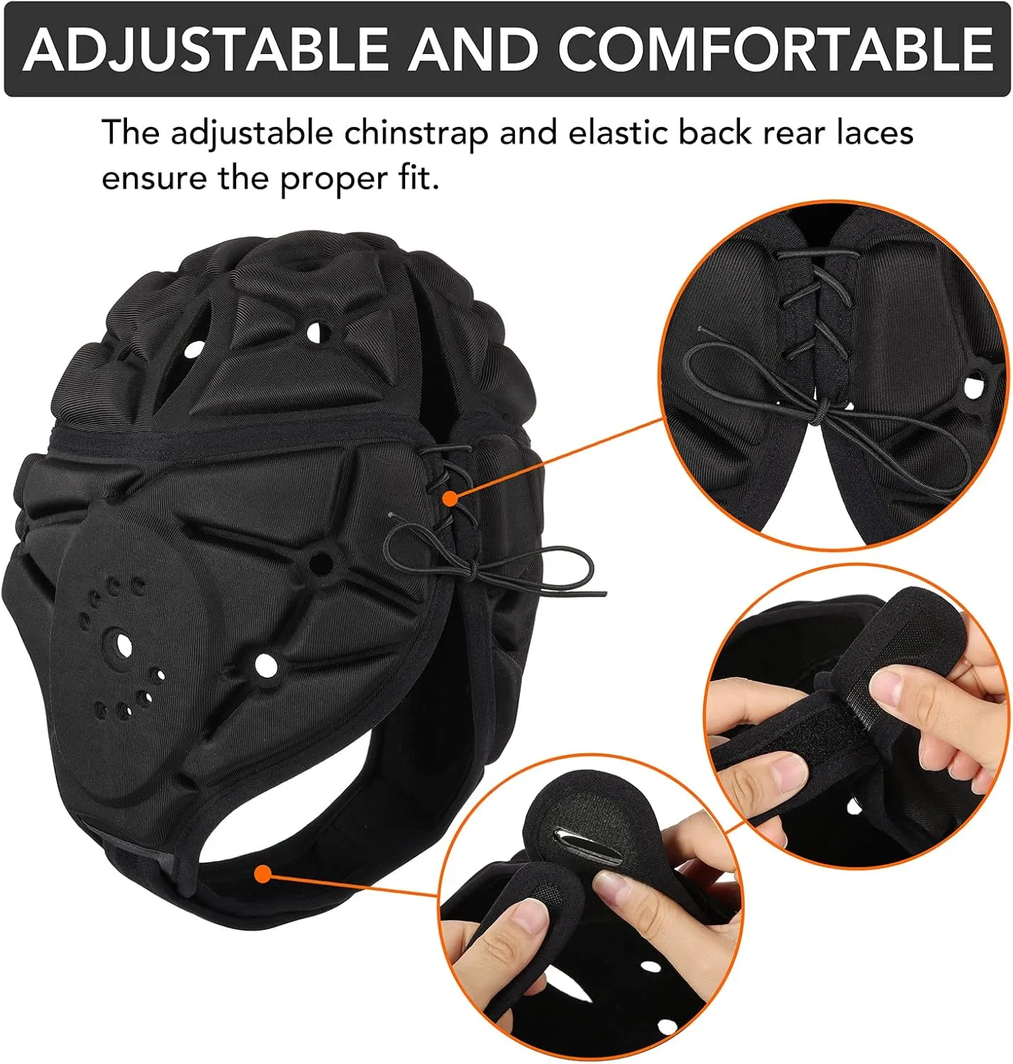Soft Shell Helmet Flag Football 7v7 Rugby Headgear Scrum Cap Soccer Headguard for Adult Youth Kids