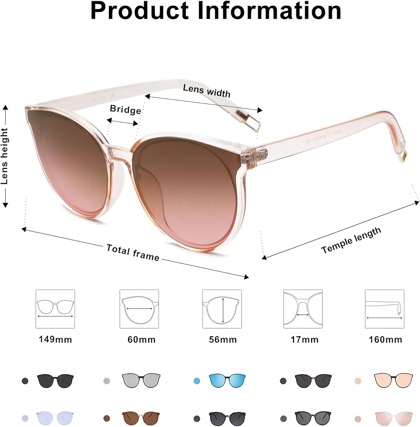 SOJOS Oversized Round Sunglasses for Women and Men