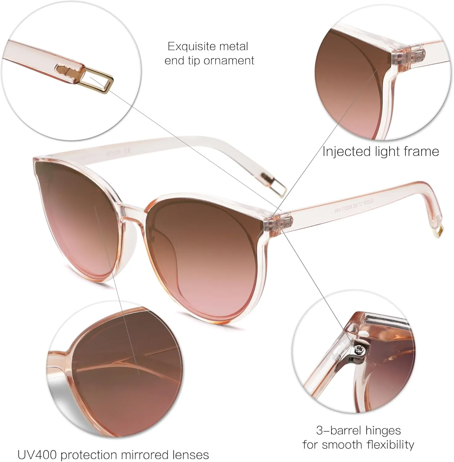 SOJOS Oversized Round Sunglasses for Women and Men