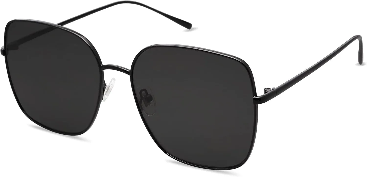 SOJOS Trendy Oversized Square Metal Frame Sunglasses for Women Men Retro Big Flat Lens UV Protection Sunglasses SJ1146