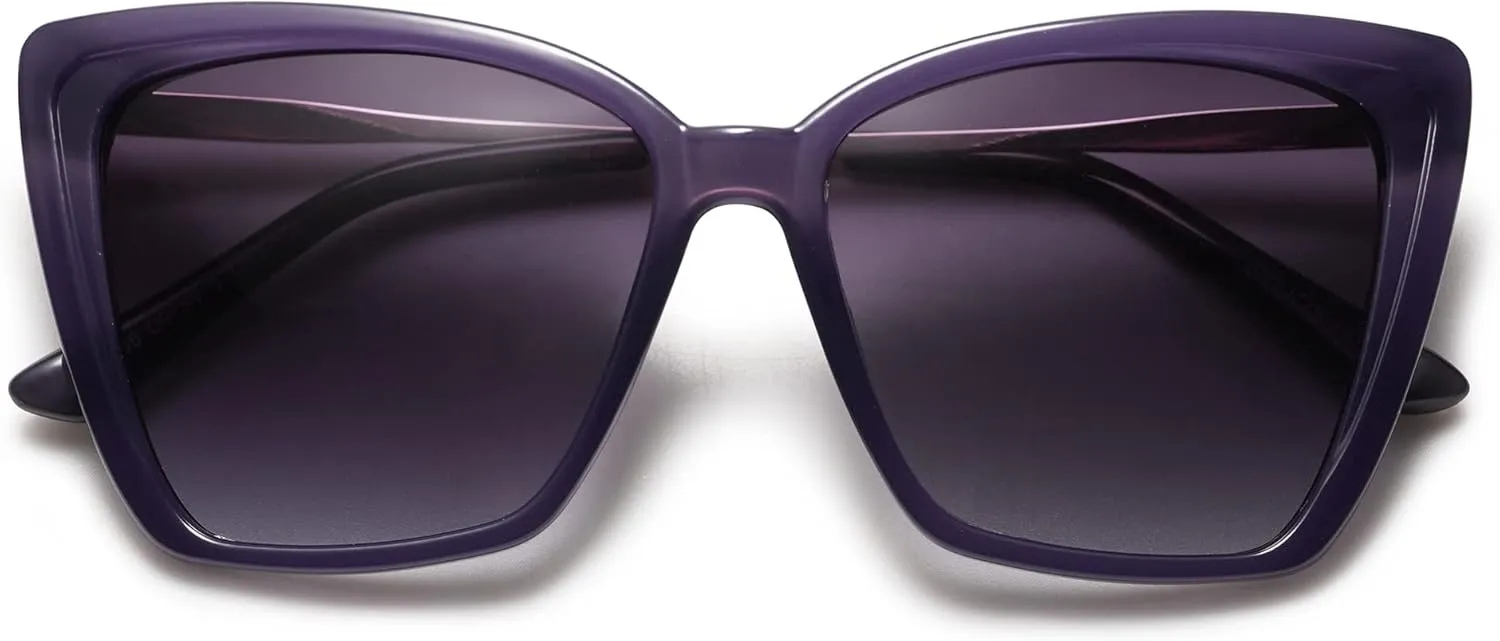 SOJOS Trendy Polarized Sunglasses For Women Retro Womens Oversized Square Cat Eye Sun Glasses UV Protection SJ2206