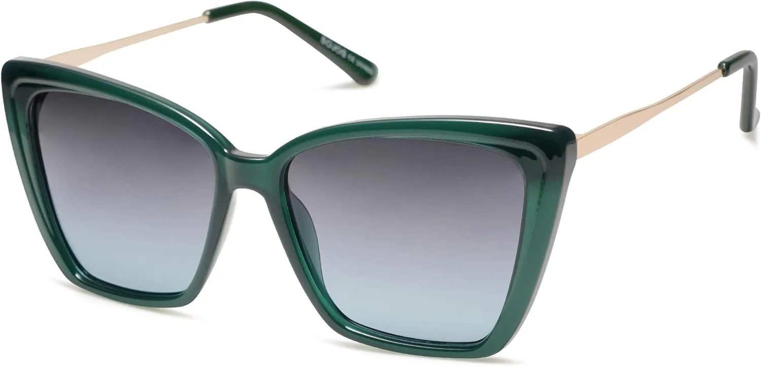 SOJOS Trendy Polarized Sunglasses For Women Retro Womens Oversized Square Cat Eye Sun Glasses UV Protection SJ2206