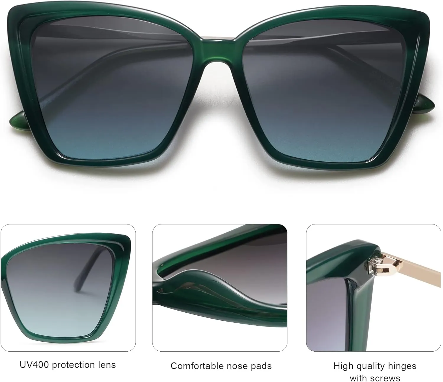 SOJOS Trendy Polarized Sunglasses For Women Retro Womens Oversized Square Cat Eye Sun Glasses UV Protection SJ2206