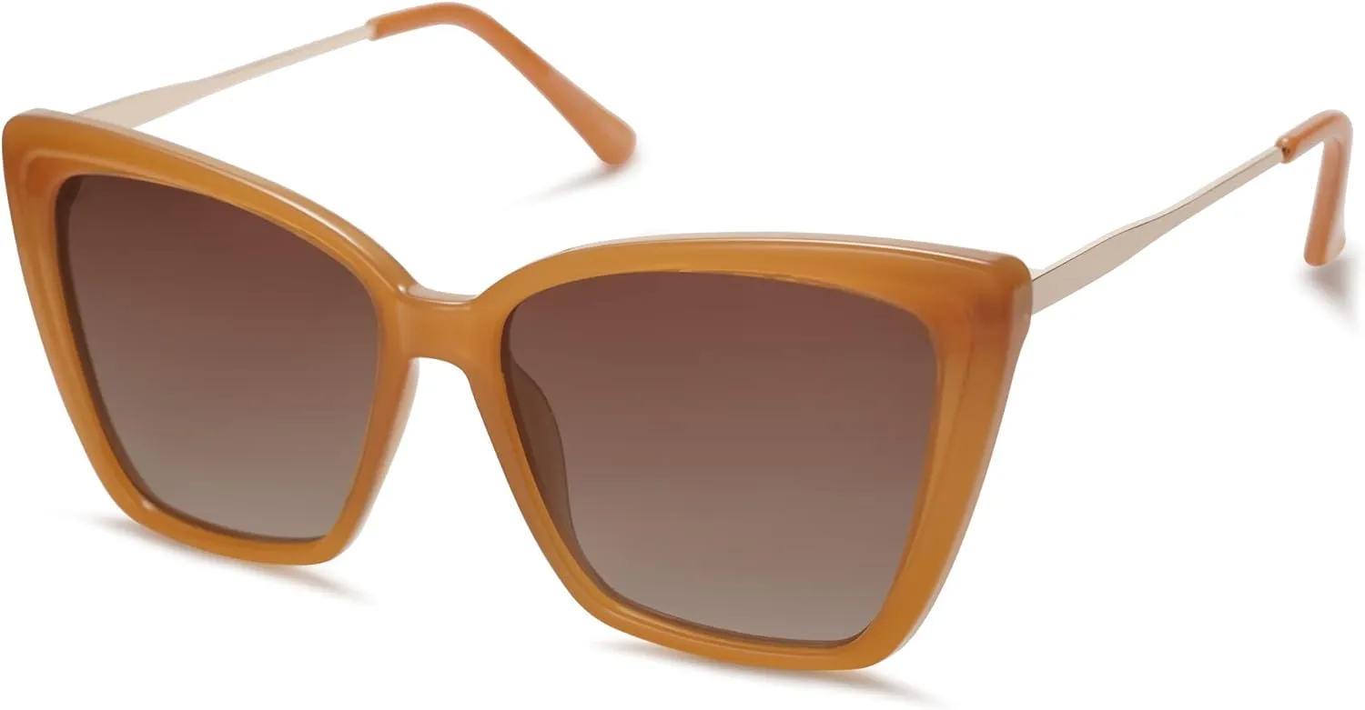 SOJOS Trendy Polarized Sunglasses For Women Retro Womens Oversized Square Cat Eye Sun Glasses UV Protection SJ2206