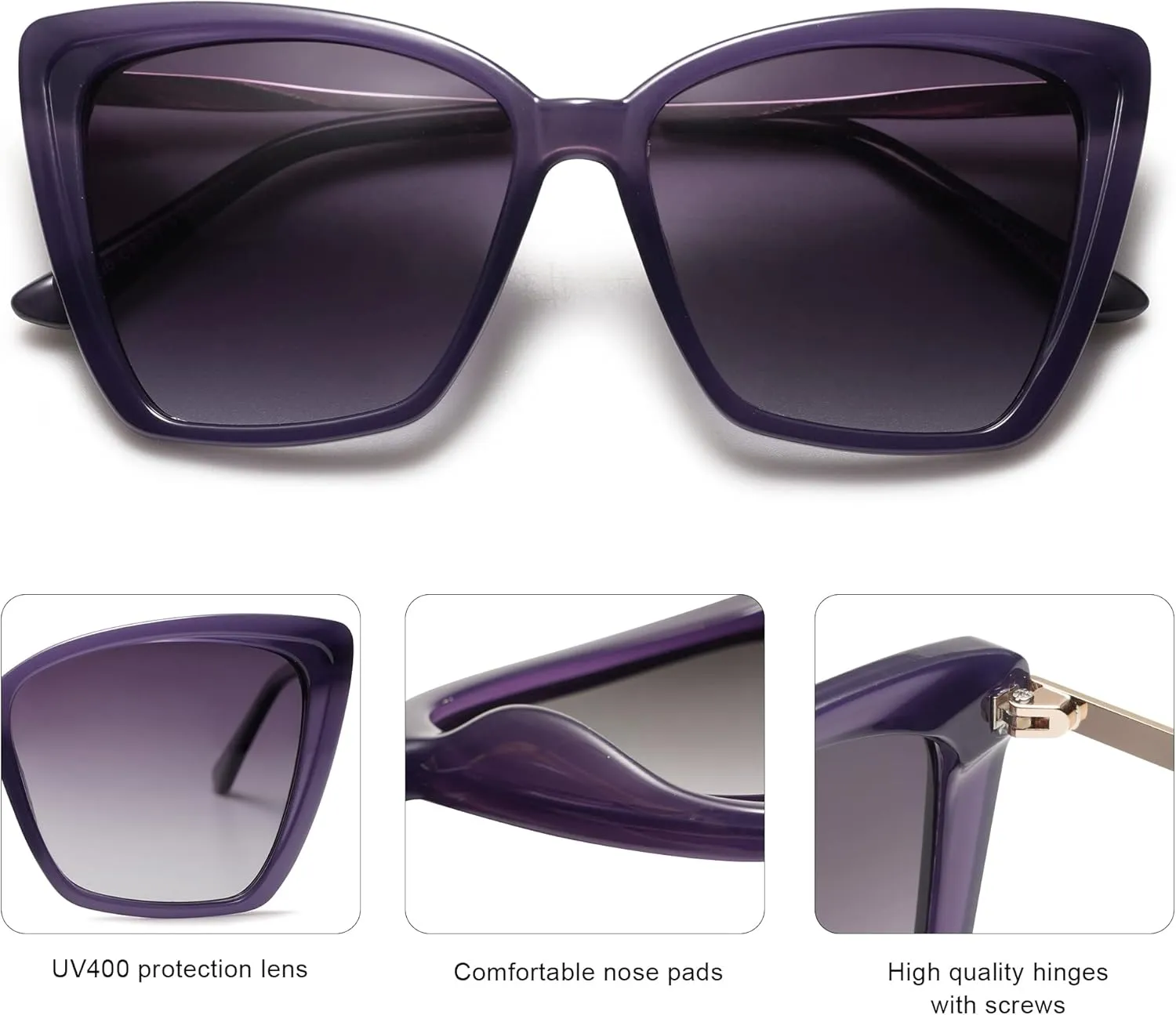 SOJOS Trendy Polarized Sunglasses For Women Retro Womens Oversized Square Cat Eye Sun Glasses UV Protection SJ2206