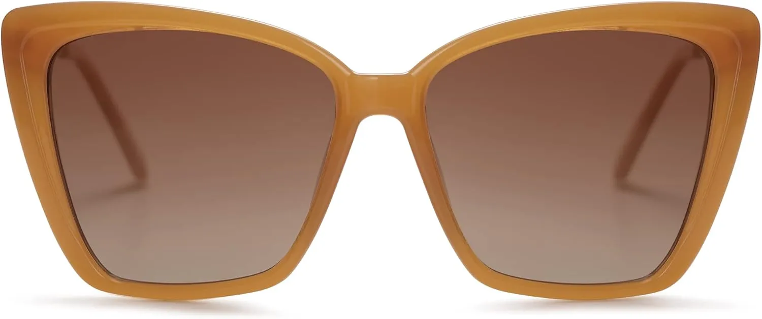 SOJOS Trendy Polarized Sunglasses For Women Retro Womens Oversized Square Cat Eye Sun Glasses UV Protection SJ2206