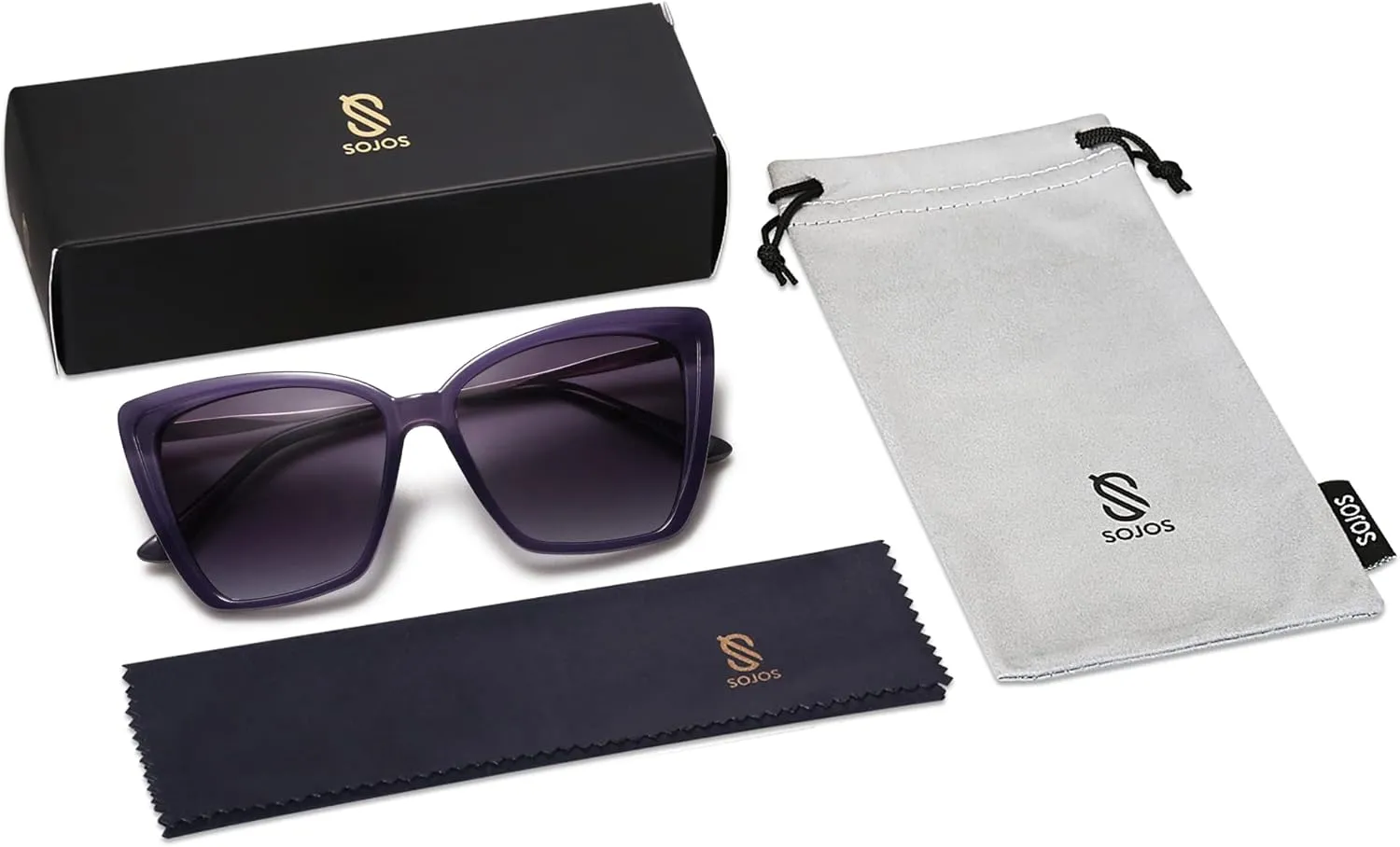 SOJOS Trendy Polarized Sunglasses For Women Retro Womens Oversized Square Cat Eye Sun Glasses UV Protection SJ2206