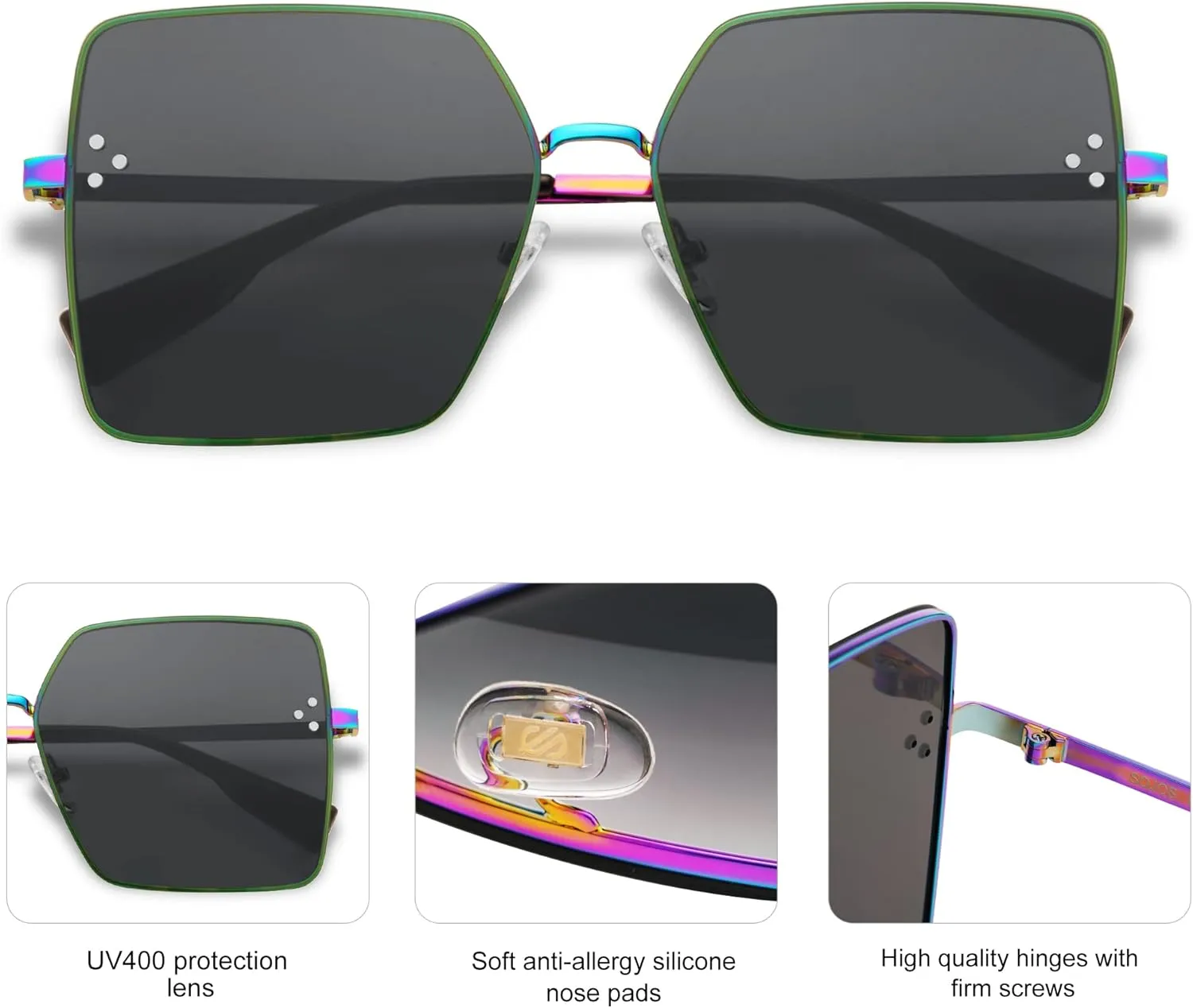 SOJOS Trendy Square Sunglasses Womens Big Oversized Designer Style UV Protection Sunnies Shades SJ1170