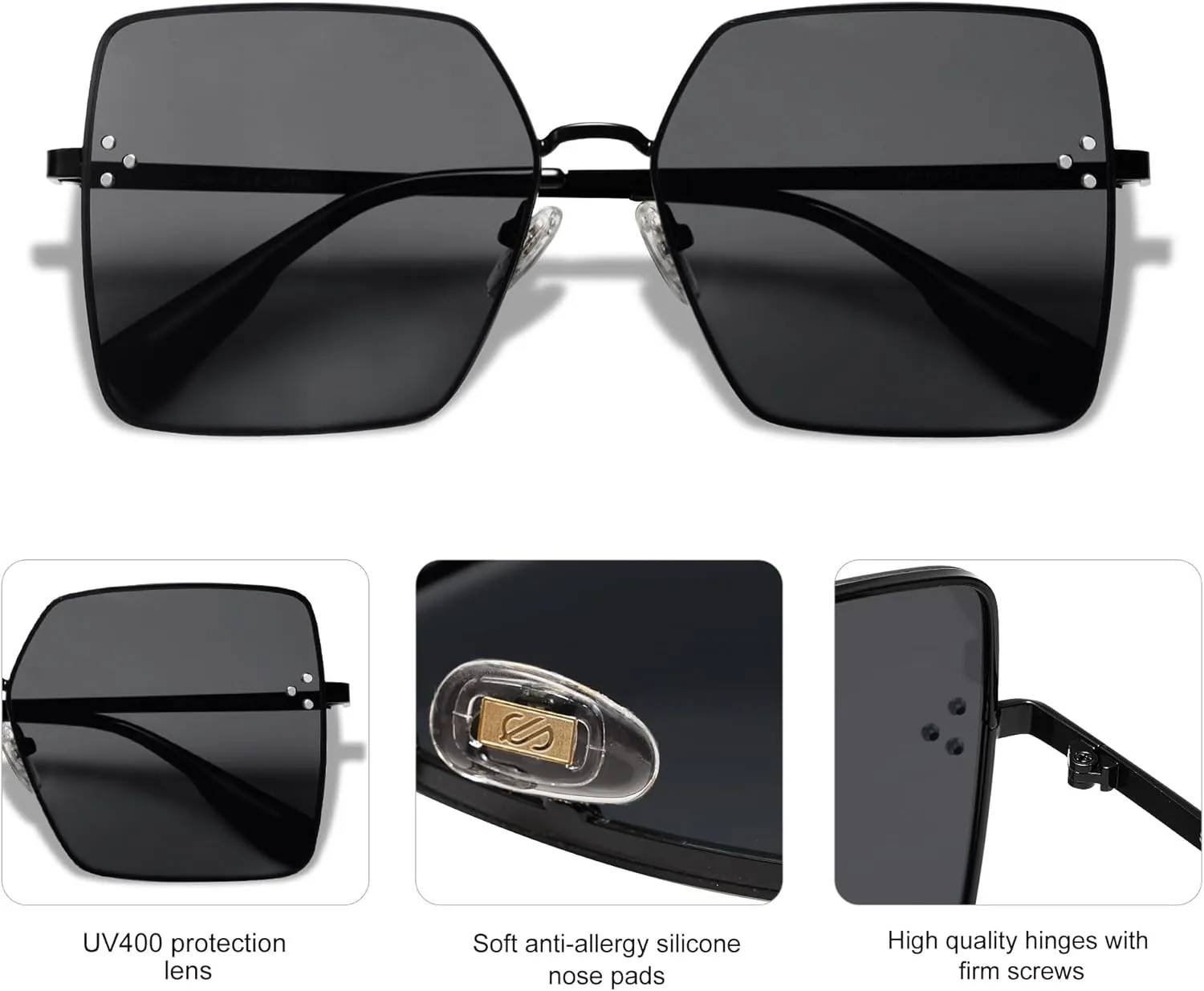 SOJOS Trendy Square Sunglasses Womens Big Oversized Designer Style UV Protection Sunnies Shades SJ1170