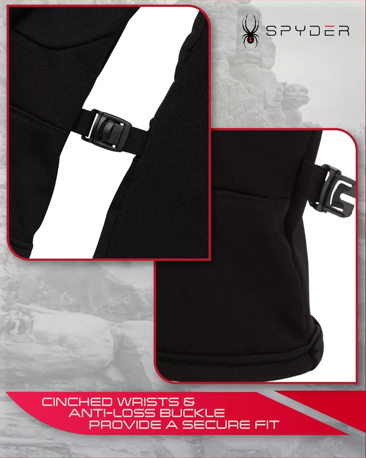 Spyder Women's Winter Gloves - Water Repellent Warm Softshell Ski Gloves with Gripper Palms and Secure Snap Buckle (S-XL)