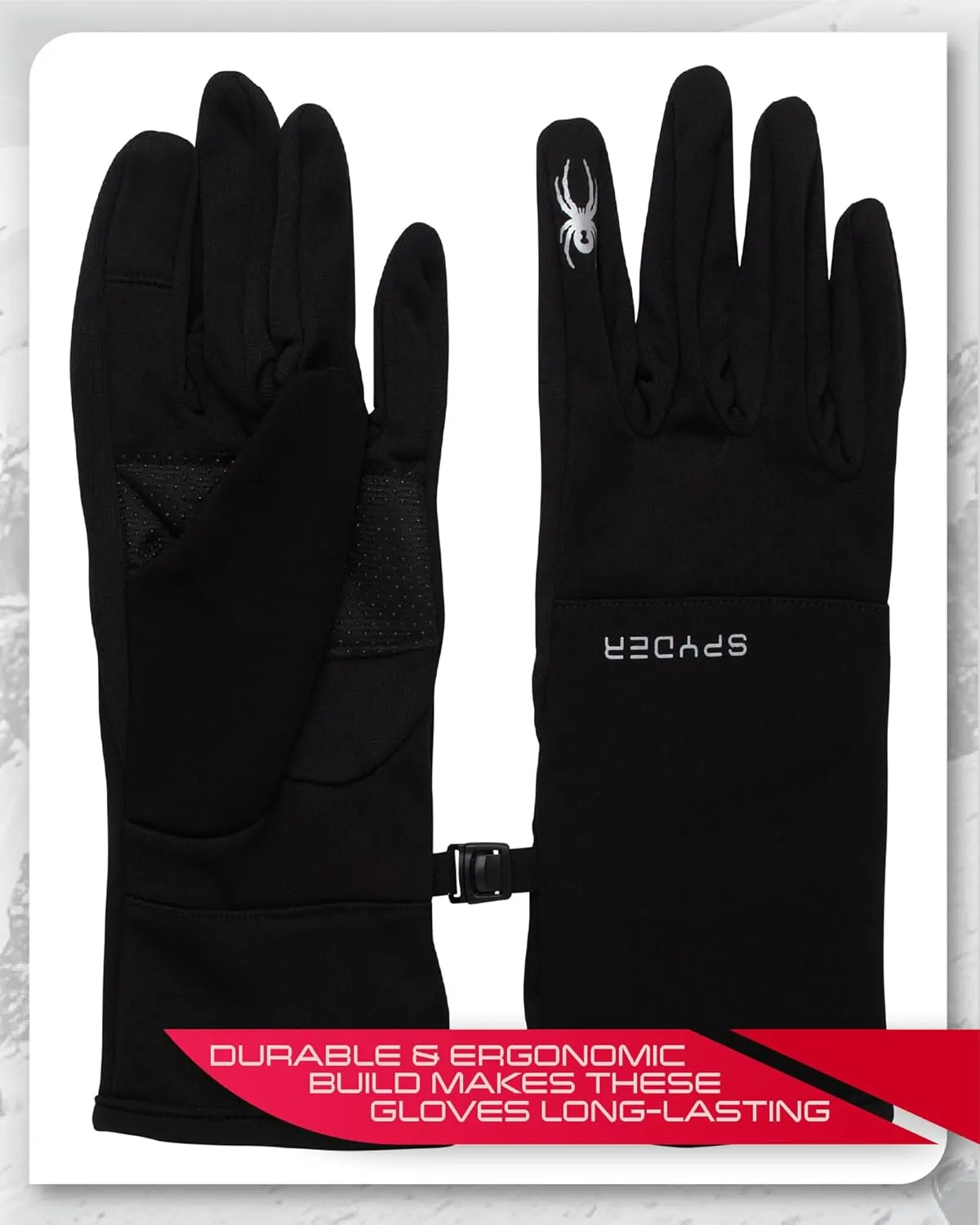 Spyder Women's Winter Gloves - Water Repellent Warm Softshell Ski Gloves with Gripper Palms and Secure Snap Buckle (S-XL)