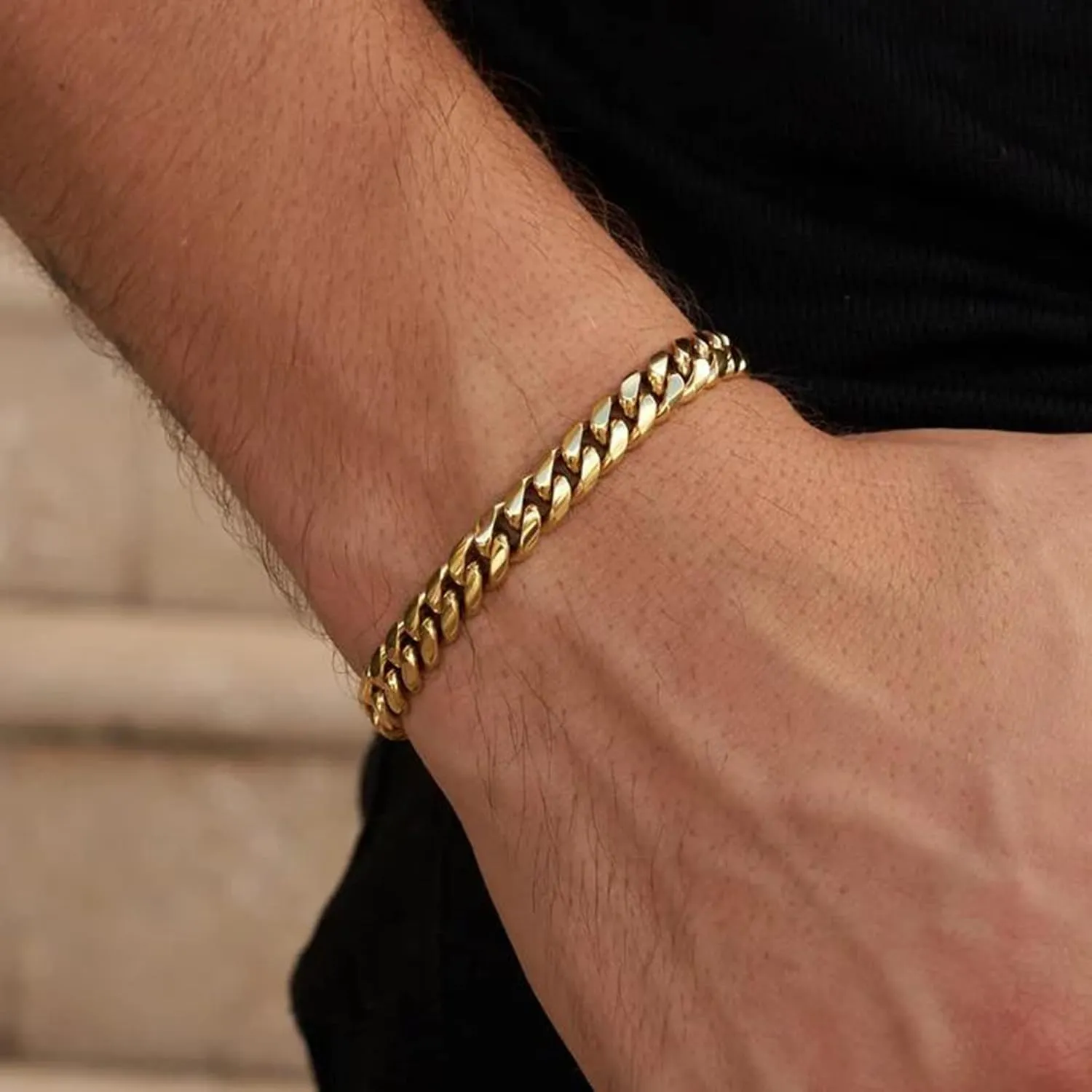 Stainless Steel Cuban Chain Bracelets for Men & Women - 6.5/7/7.5/8/9 Inch Gold Plated & Silver Stainless Steel Fashion Jewelry Bracelet