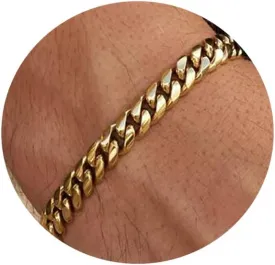 Stainless Steel Cuban Chain Bracelets for Men & Women - 6.5/7/7.5/8/9 Inch Gold Plated & Silver Stainless Steel Fashion Jewelry Bracelet