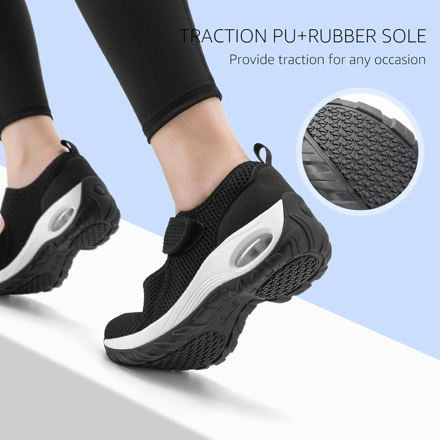 STQ Womens Walking Shoes Non Slip Orthopedic Shoes Adjustable Mary Jane Shoes