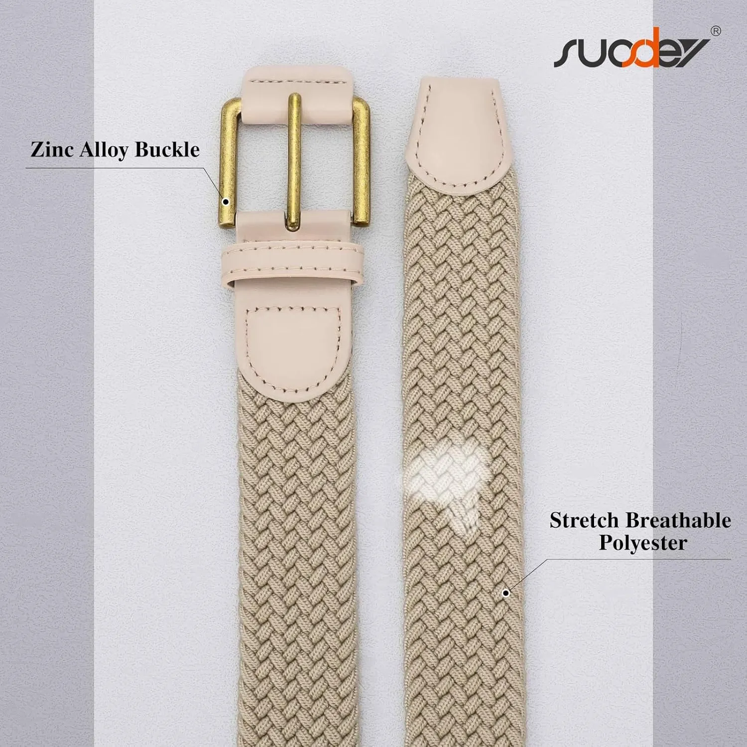 SUOSDEY Men Stretch Woven Belt Golf Braided Belt Casual Elastic Belt Web Belt for Jeans Pants