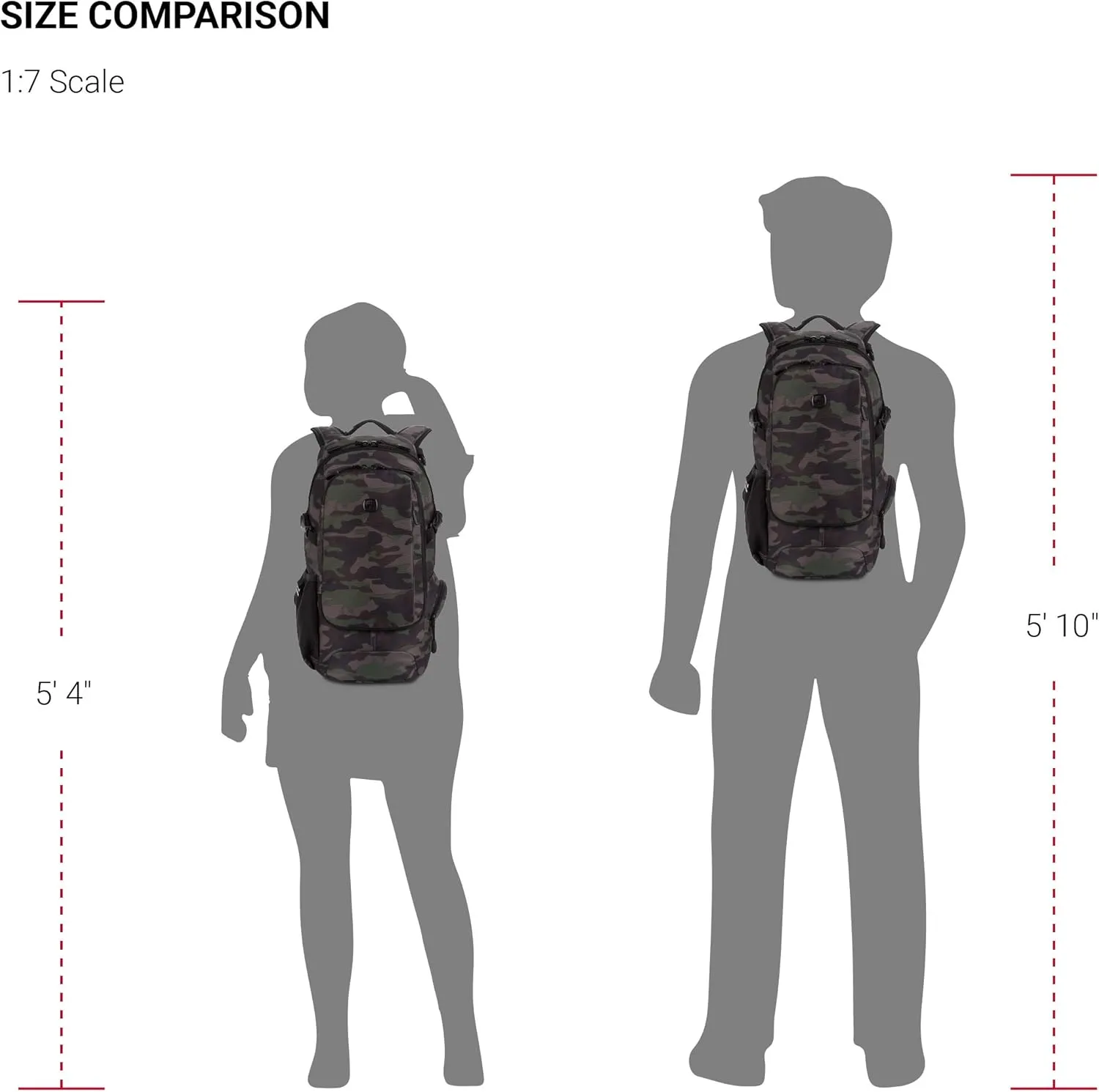 SwissGear 3598 Backpack Narrow Daypack, Camo/Green, 18-Inch