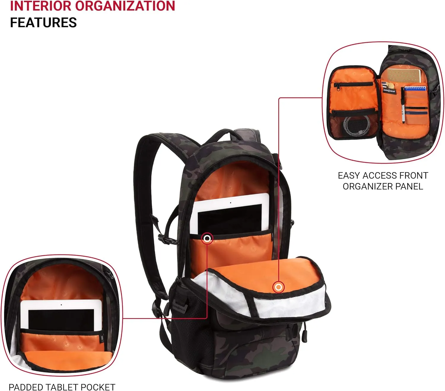 SwissGear 3598 Backpack Narrow Daypack, Camo/Green, 18-Inch