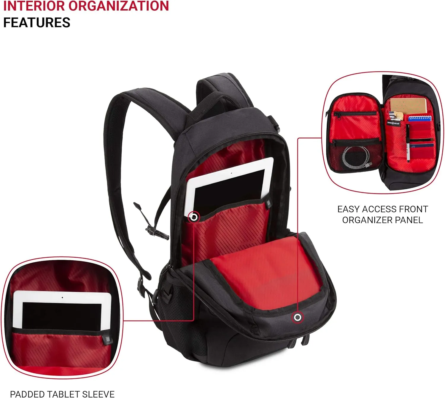 SwissGear 3598 Backpack Narrow Daypack, Dark Grey, 18-Inch