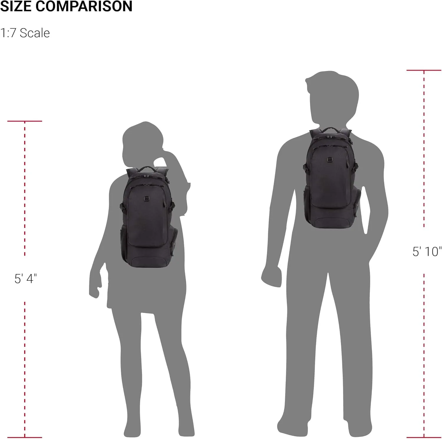 SwissGear 3598 Backpack Narrow Daypack, Dark Grey, 18-Inch