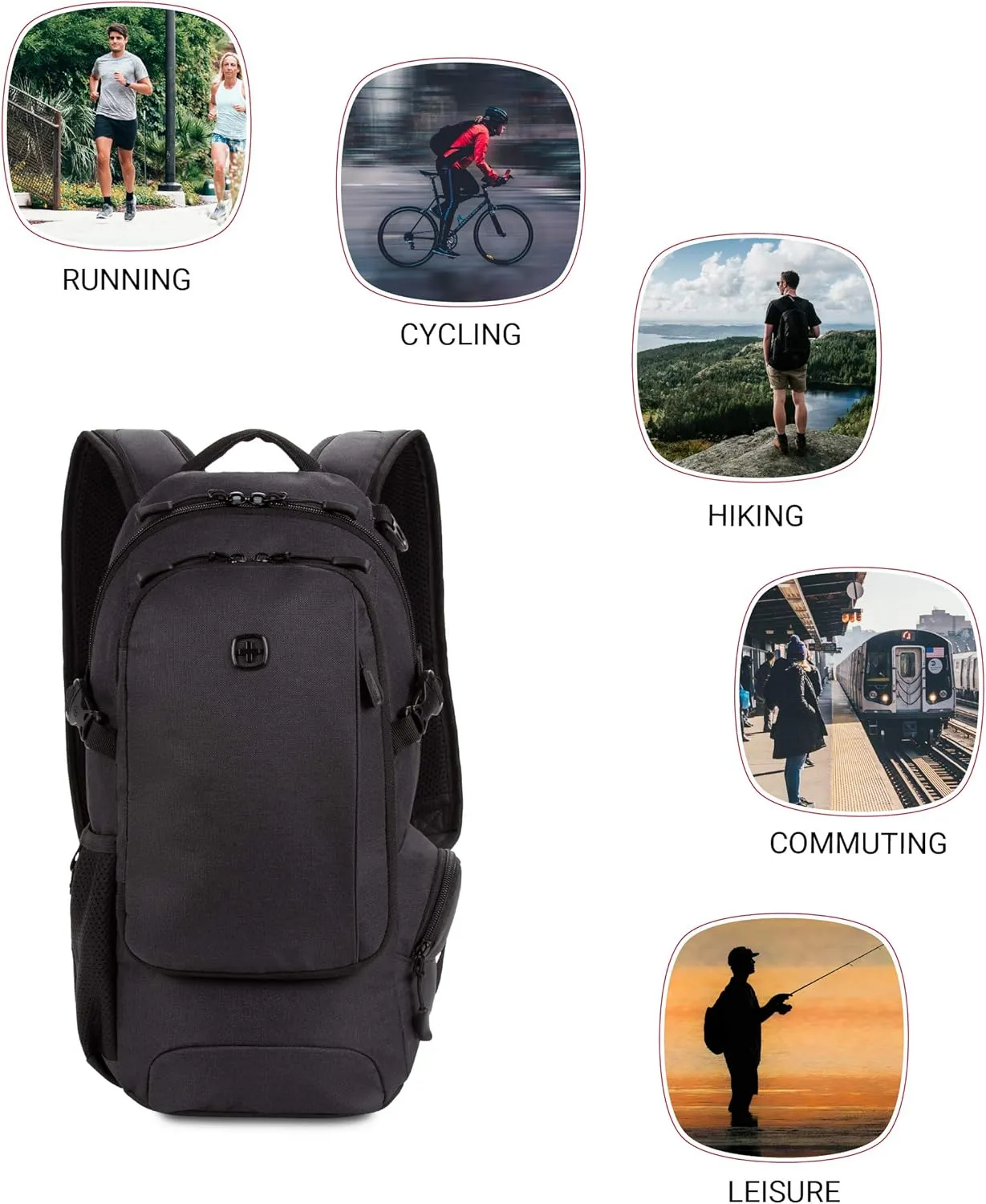 SwissGear 3598 Backpack Narrow Daypack, Dark Grey, 18-Inch