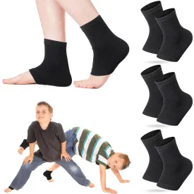 Tarpop 3 Pair Ankle Compression Sleeves for Kids Ankle Brace Compression Sleeves Foot Arch Support Sock for Girls Sports Running Dance Fitness Gymnastics(Black,Medium)