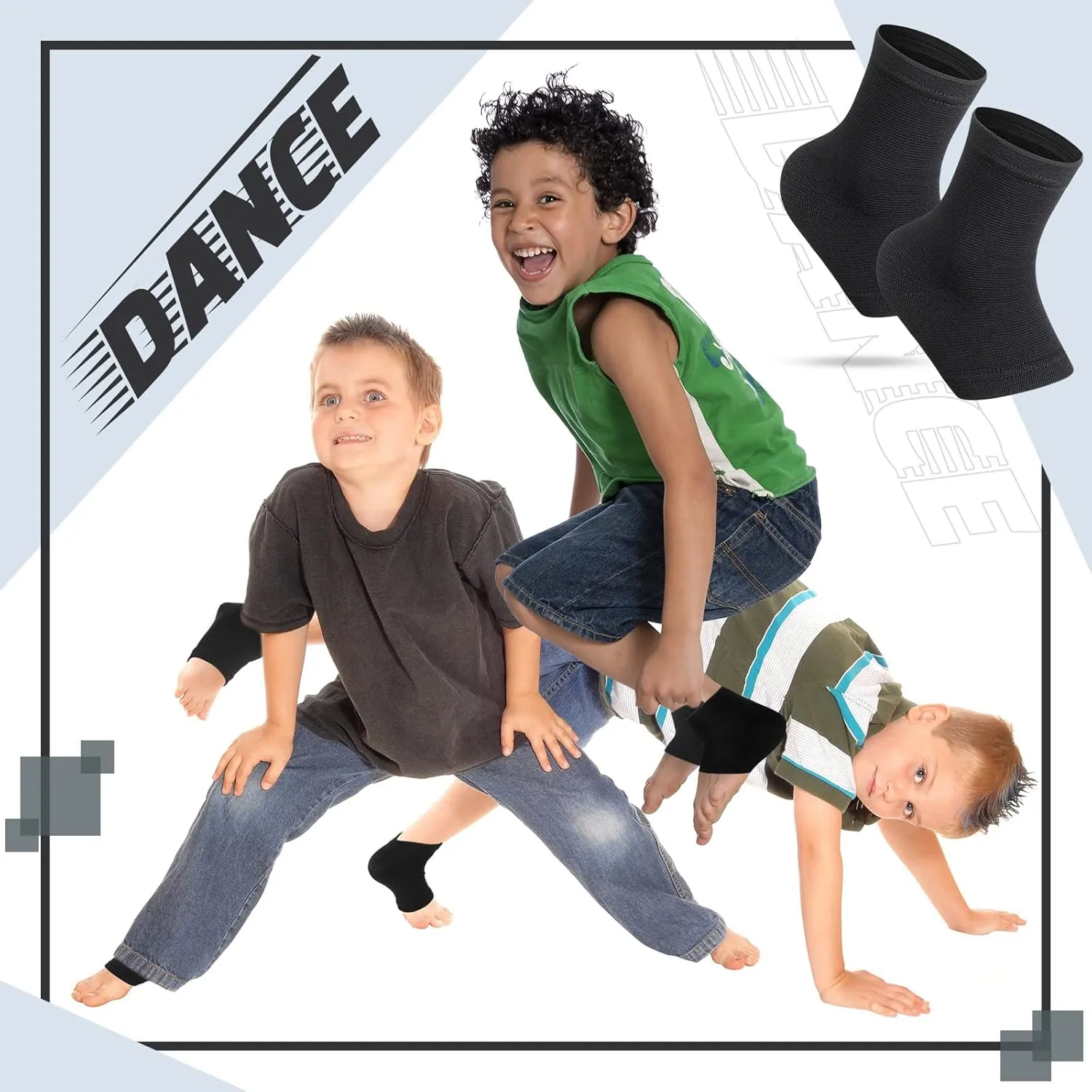 Tarpop 3 Pair Ankle Compression Sleeves for Kids Ankle Brace Compression Sleeves Foot Arch Support Sock for Girls Sports Running Dance Fitness Gymnastics(Black,Medium)