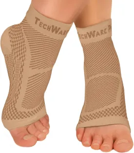 TechWare Pro Ankle Brace Compression Sleeve - Plantar Fasciitis Sock. Relieves Achilles Tendonitis. Foot Arch Support Reduces Joint Pain, Swelling & Heel Spur Pain. Injury Recovery Braces for Sports